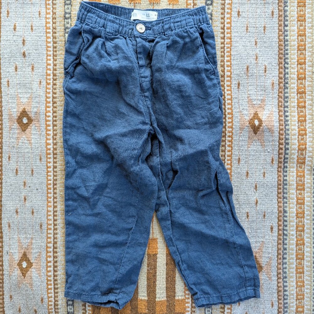 Zara 2-3T Flannel Blue Linen Pants